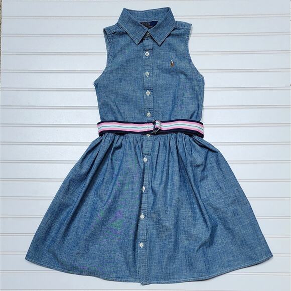 Polo Ralph Lauren Sleeveless Belted Chambray Dress